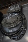 Quantity of Stainless Steel Serving Platters