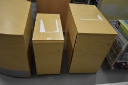 Two Three Drawer Cabinets, and a Reception Desk Curved Corner