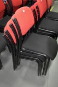 Four Black & Red Upholstered Stackable Chairs