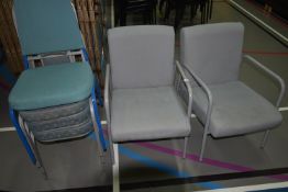 Four Stackable Chairs and Two Grey Reception Chairs