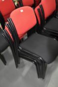 Four Black & Red Upholstered Stackable Chairs