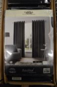 *Twelve Pairs of Black Faux Silk 3” Tape Curtains 66” x 54” drop