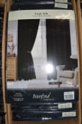 *Fifteen Pairs of Black Faux Silk 3” Tape Curtains 66” x 54” drop