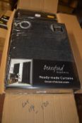*Beresford Robert Lined Eyelet Curtains in Black 66” x 54” drop