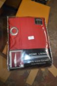 *Home Living Red Satin Eyelet Curtains 132” x 90” drop
