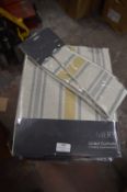 *Montgomery Hove Stripe Lined Pencil Pleat Curtains in Grey & Mustard 90” x 54” drop with Tiebacks