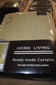 *Three Sandringham Green Lined Eyelet Curtains 132” x 72” drop