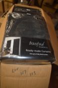 *Beresford Robert Lined Eyelet Curtains in Black 66” x 54” drop