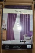*Seven Pairs of Aubergine Faux Silk Lined Curtains 66” x 54” drop