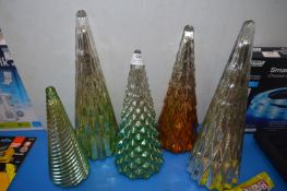 *Five Glass Christmas Tree Table Lamps