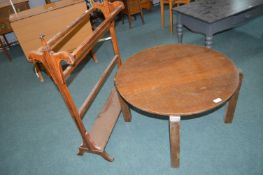 1930's Oak Circular Coffee Table plus Towel Rail
