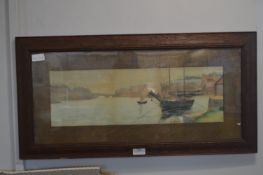 Framed Watercolour of Whitby Harbour by J. Pickles