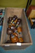 Wooden Box Containing Furniture Feet and Castors