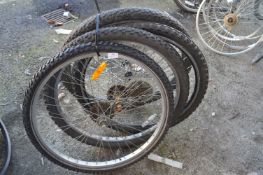 Four Mountain Bike Wheels with Tyres