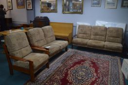 Retro Teak 3pc Suite Comprising Two and Three Seat
