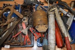 Grease Guns, Cable Strippers, Clamps, Angle Grinder, Spanners, etc.