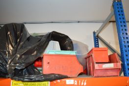 Contents of Shelf Including Various Lin Bins