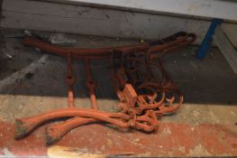 Two Metal Bench Seat Sides and a Garden Kneeler