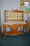 Edwardian Marble Topped Tile Backed Wash Stand