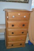 Tall Solid Pine Five Drawer Chest