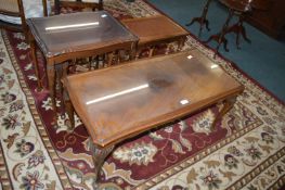 Glass Topped Coffee Table and Two Nests of Tables