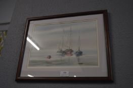 Watercolour Boat Scene by T. Jameson