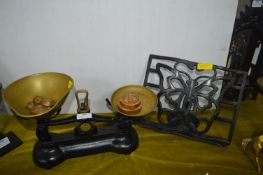 Cast Iron and Brass Kitchen Scales, and a Bookstan