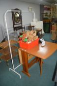 Clothes Rail, Drop Leaf Table, Teddy Bears, and Sh