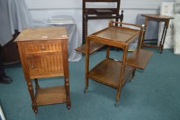 1930's oak Pot Cupboards and a Tea Trolley