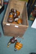 Wooden Box Containing Sofa Feet and Castors