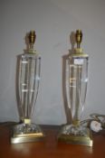 Pair of Laura Ashley Brass & Acrylic Table Lamp Ba