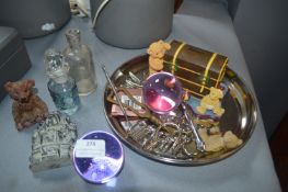 Tray Lot of Small Collectibles Including Paperweig