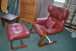 Bentwood Armchair with Leather Upholstery and Matc