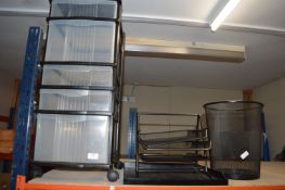 Plastic Five Drawer Unit, Tabletop Paper Holder, a