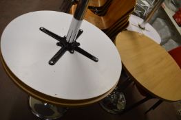 Three Circular Wood Topped Tables 80cm x 75cm high