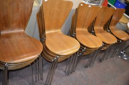 25 Stackable Wood & Chrome Chairs