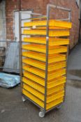 Twelve Slot Tray Trolley with Eleven Trays 76x52cm