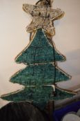 Hanging Light Up Christmas Tree on Wood Post