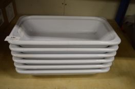 Six Plain White Ceramic Gastronorms