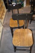 Two Metal Framed Wood Topped Chairs