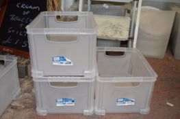 *Three Clear Plastic Stackable Heavy Duty Boxes 35