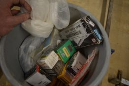 *Bucket Containing Assorted Wood Screws, Stapler, etc.
