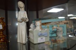 Lladro Figurine, plus Cats, and a Goose