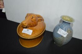 French Pate Dish and a Small Signed Studio Pottery