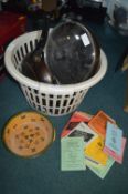 Laundry Basket Containing Pans, etc.