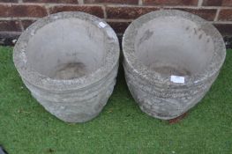 Pair of Decorative Concrete Garden Planters