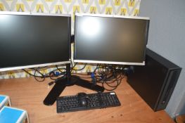 *HP Elite Desktop Computer, Two HP Compaq 22