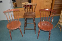 Two Spindleback Chairs and a Barstool