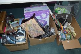 Three Boxes of Assorted Household Items: Footstool