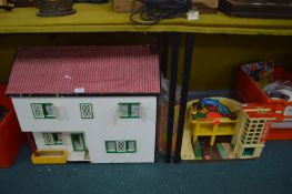Vintage Dollhouse, Fisher Price Garage, and a Magic Roundabout Set